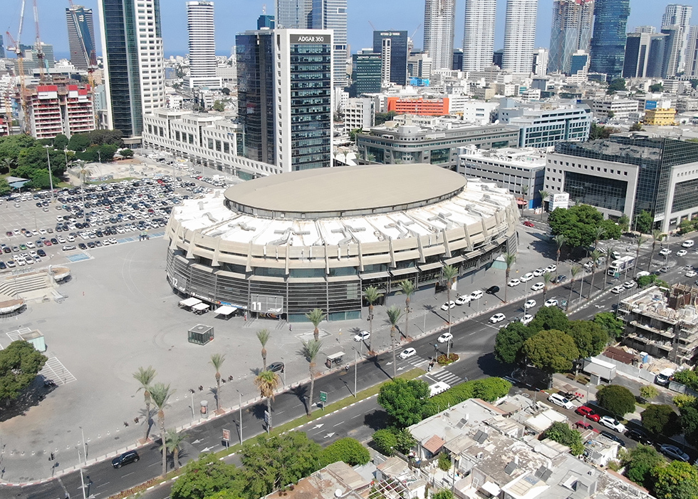 Adgar 360 complex and Menora Mivtachim Arena, Tel Aviv — site of the Greems EV charging hub