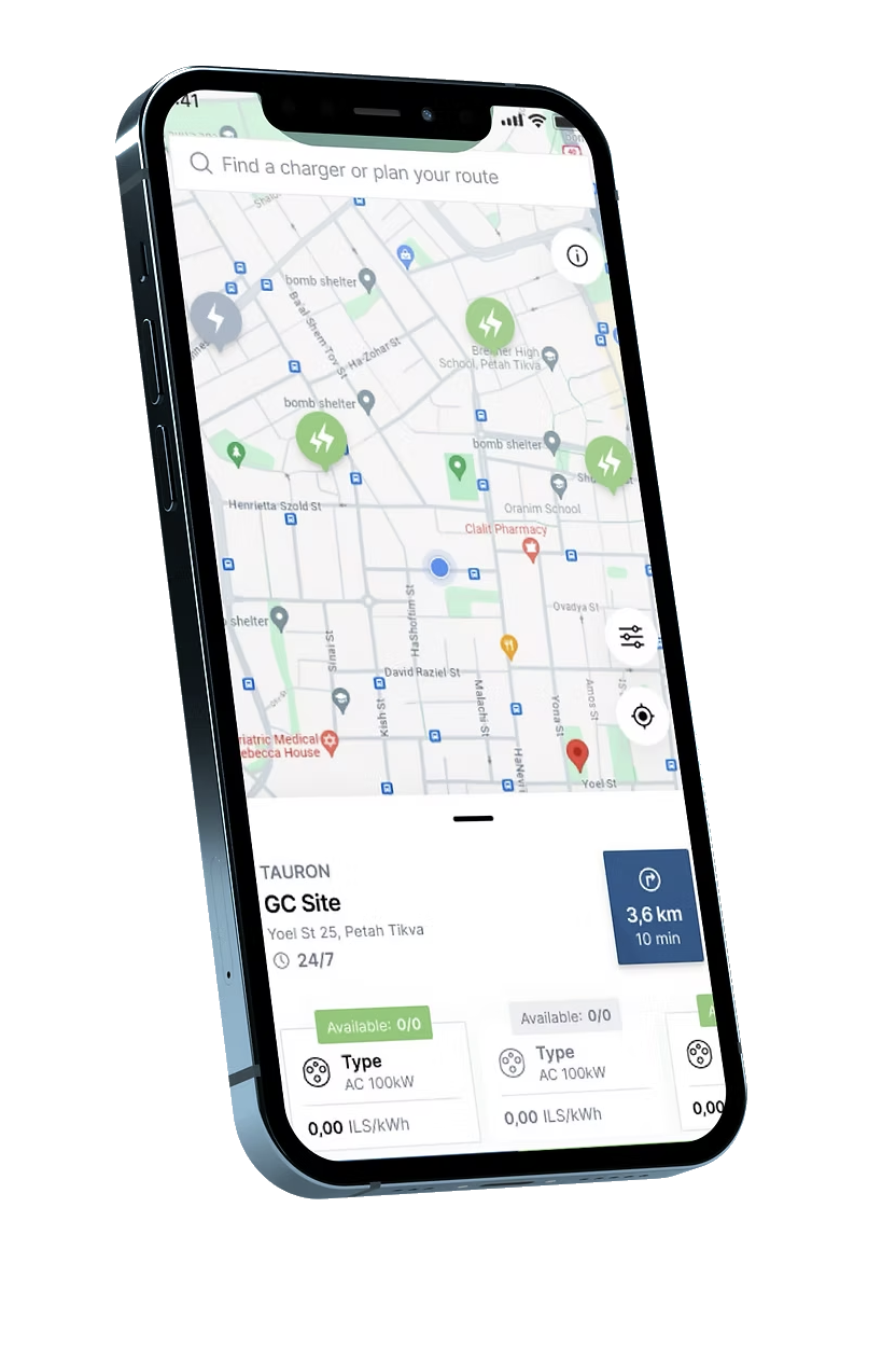 Greems app on iPhone showing live station map