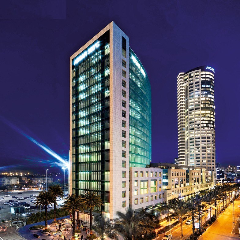 Adgar 360 complex and Menora Mivtachim Arena, Tel Aviv — site of the Greems EV charging hub